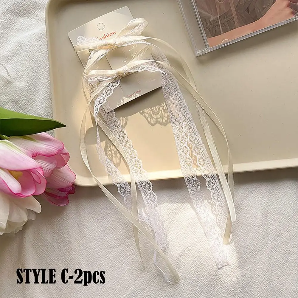 กิ๊บติดผมผ้าซาตินริบบิ้นติดผมผูกโบว์บัลเล่ต์น่ารัก1คู่กิ๊บติดผมลูกไม้กิ๊บติดผมผ้าซาตินผู้หญิงหญิงสาว