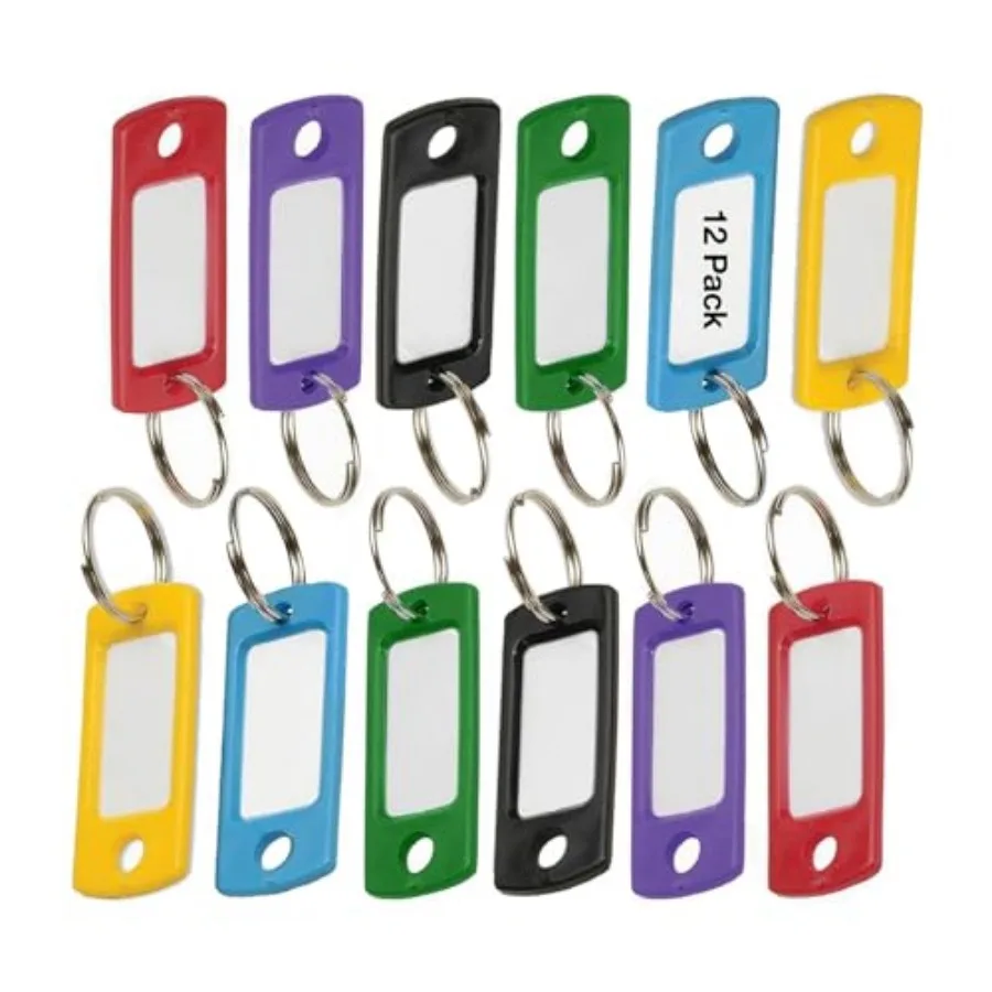 

Flexible Colored Plastic Key Tag with 3/4" Split Ring, in Assorted Colors, 12 Pack 16929
