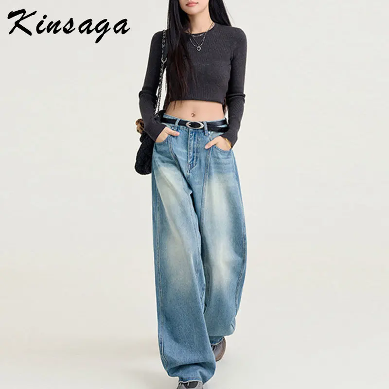 Women Pintuck Twist Banana Jeans Ultra Loose Wide Leg Curved Hip Rigid Bow Jeans Boyfriend Baggy Tapered Denim Pants Trousers