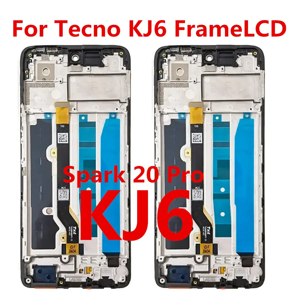 

Черная рамка 6,78 дюйма для Tecno KJ6 LCD Spark 20 Pro, дисплей, сенсорный экран, дигитайзер, панель в сборе, замена/с рамкой