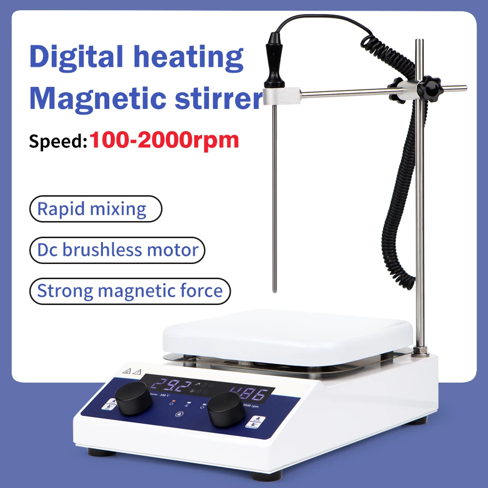 MS800Pro Magnetic Stirring Heating Hot Plate Digital LED Display 10-2000rpm Adjustable Electric Magnetic Mixer with Auto Reverse