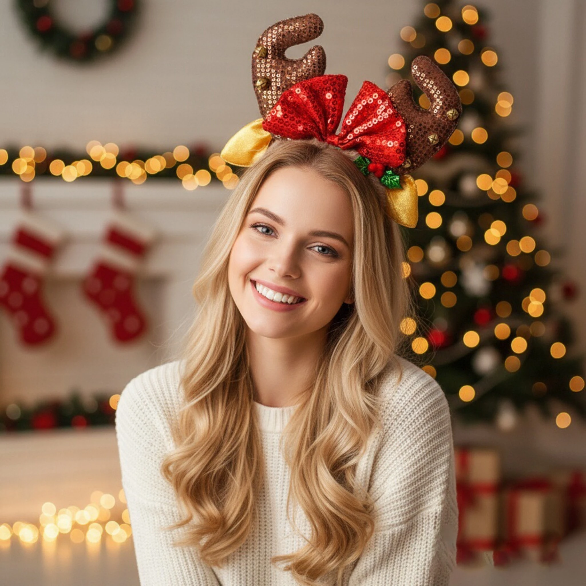 

Festive Cartoon Christmas Headband 1-Piece Lightweight Comfortable Hair Accessory For Boy Girl Adult Christmas Role Play Cosplay