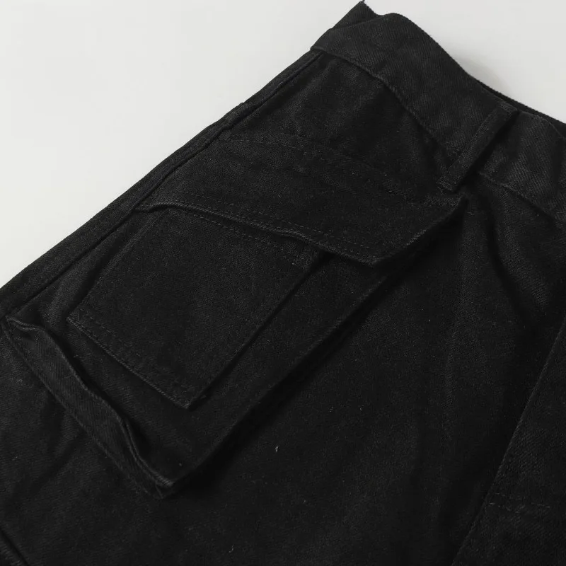 MWJLPWQ Pantalones vaqueros empalmados con borde rugoso para hombre, ropa de dos piezas falsa pesada de calle americana de otoño, pantalones largos holgados de pierna ancha 21212