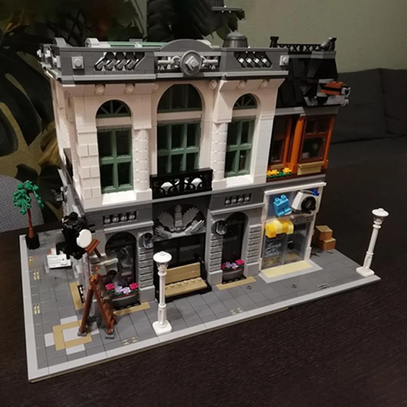 4446 pz MOC La Grande Banca Dei Mattoni Modulare Costruzione di Modello Regali Di Natale blocchi giocattoli Assemblare Idea FAI DA TE Educazione Per Bambini Compleanno