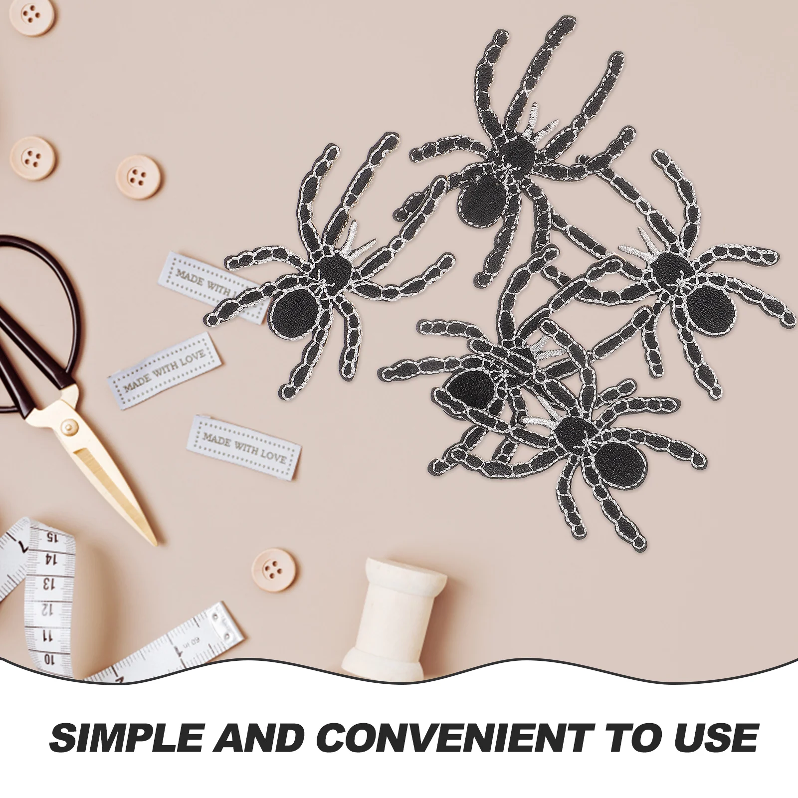 

5 Pcs Embroidered Spider Patch Patches for Clothes Fabric Embroidery Iron Child