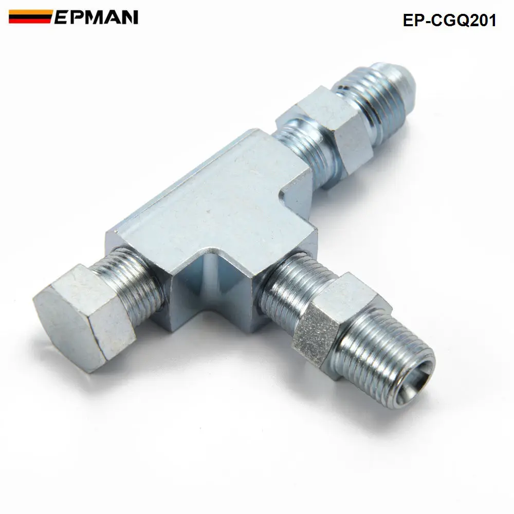 EPMAN 1/8NPT to 4AN Turbo Adapter Tee Fitting w/ Block Oil Feed Pressure Sensor EP-CGQ201