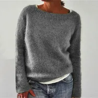 2025 Spring Knitting Oversize Women's Sweater Black O-neck Long Sleeve Loose Warm Sweaters Female Trendy Casual Ladies Clothes