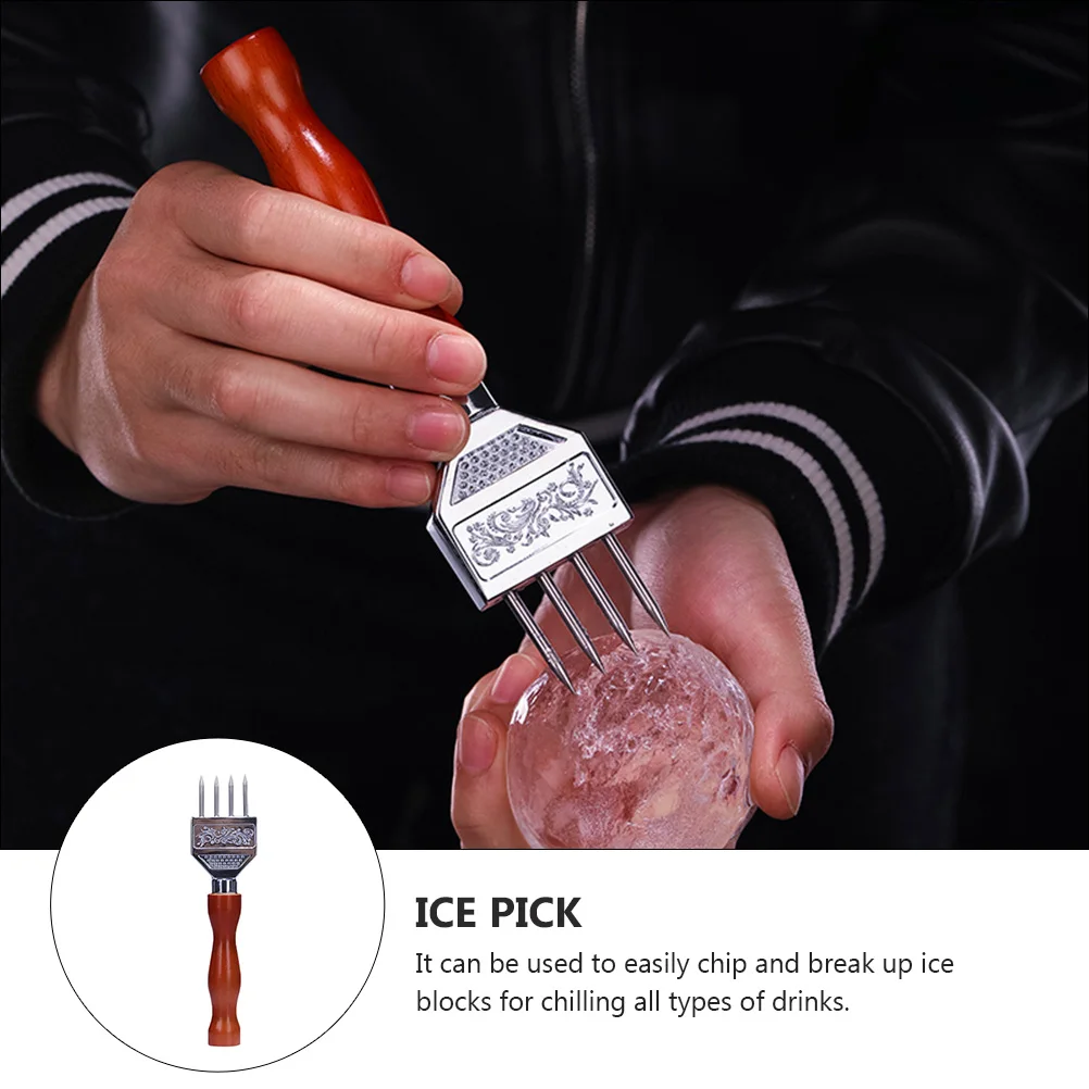 

Stainless Steel Ice Pick Chipper Ax Wood Handle Brown Breaking Tool