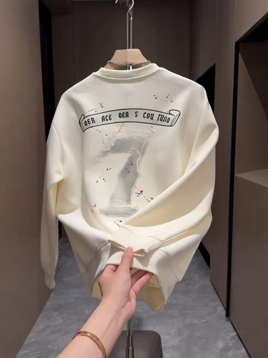 

Модный мужской свитшот с круглым вырезом и длинными рукавами, повседневный, удобный, с принтом в американском стиле, для осени и зимы