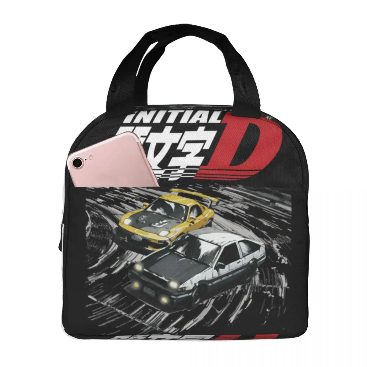 Mountain Downhill Night Drift Racing Initial D Insulated Lunch Bags for School Office Leakproof Thermal Cooler Bento Box