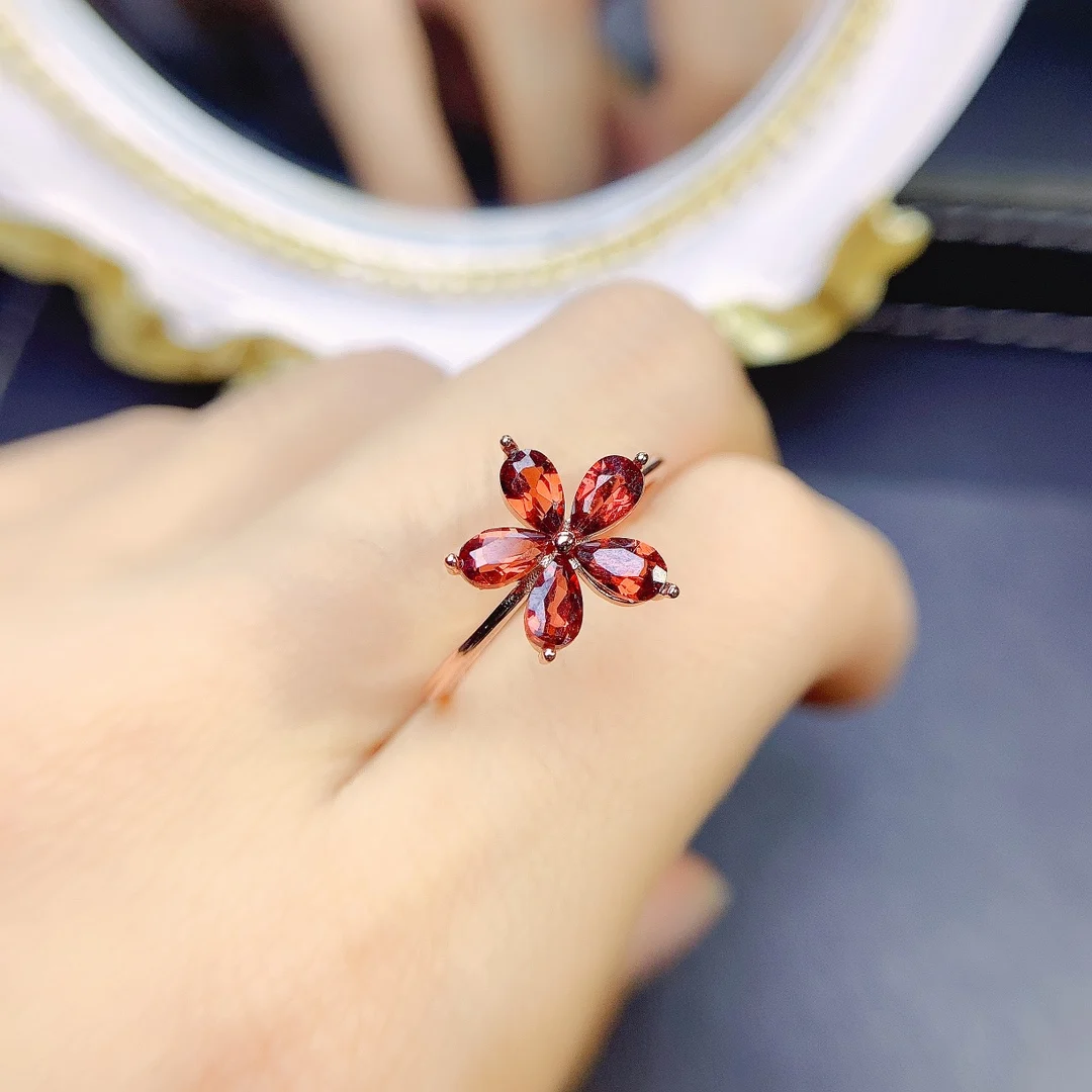 FS S925 Sterling Silver Inlay 3*5 Natural Sapphire/Tourmaline Ring With Certificate Fine Charm Women Weddings Jewelry MeiBaPJ