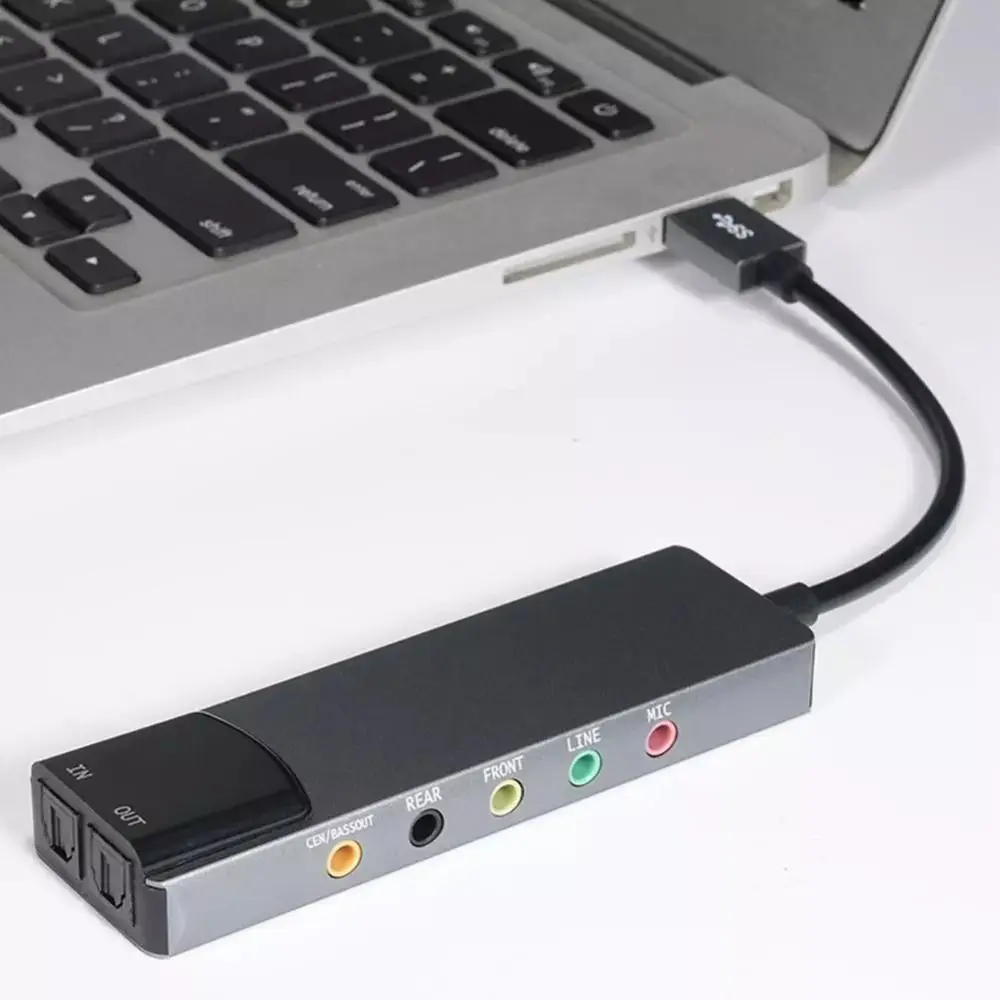 New USB Sound Card Portable Practical External Audio Card Game Live Streaming Voice Chat SPDIF Optical for PC/Computer