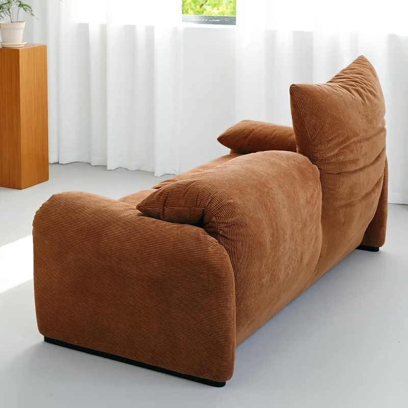 French light luxury retro corduroy cloth folding ear sofa high backrest adjustable straight row small apartment