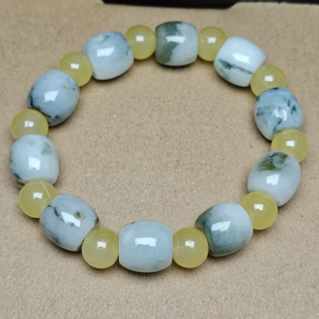 Xingyu Natürliches AAA Burma Jadeit Jade Eis-Samen Schwebende Blumen Trommel-Perlen Armband Glatter Schmuck Mysteriöser Edelstein Geschenk – Detail 2
