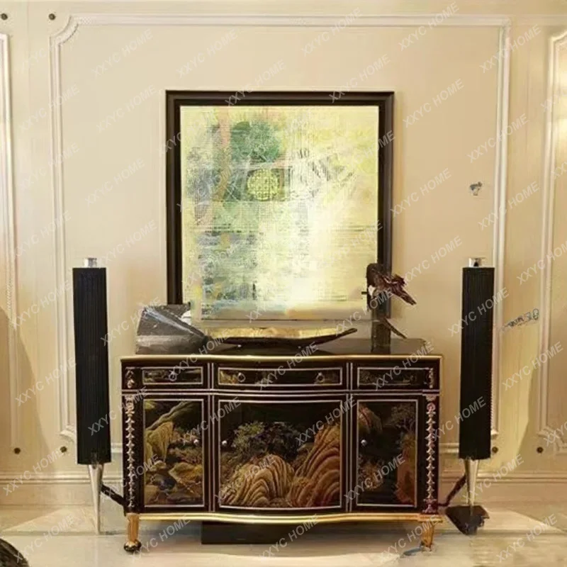 style entrance cabinet neoclassical living room furniture solid wood piano paint hand-painted locker