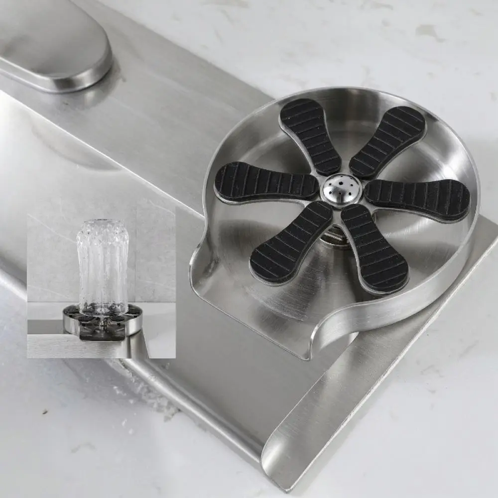 Stainless Steel Automatic Cup Rinser High Pressure Sink Faucet Attachment Glass Bottle Cleaner Tool For Bar Kitchen