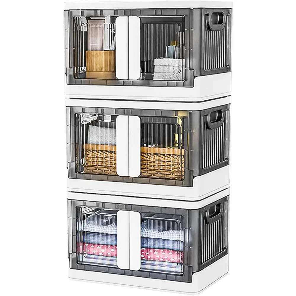 

3 Pack 19 Gallon Stackable Storage Bins Closet Organizer Plastic Container Box