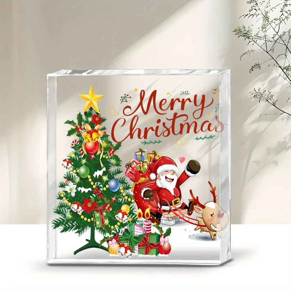 CIFBUY Acrylic Christmas Tree Reindeer Sleigh Plaque Cozy Living Room Study Table Window Party Decor Warm Holiday Gift For Famil