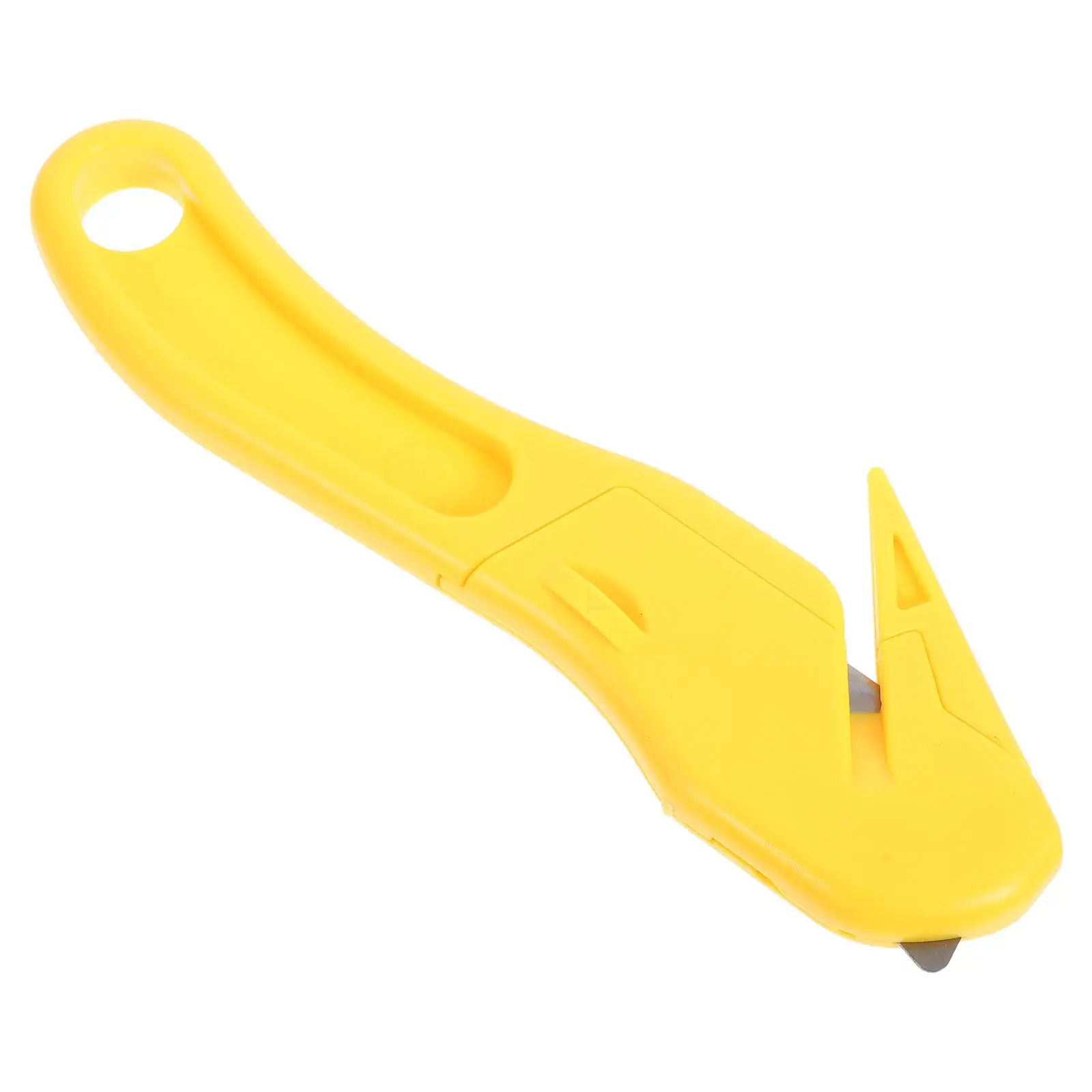 Yellow Box Opener Pocket Plastic Steel Reliable Design Hidden Blade Ergonomic Keychain Cardboard Paper
