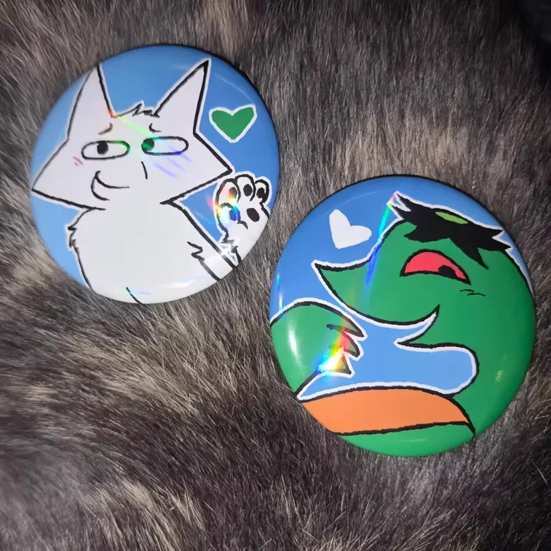 2.25 Inch House of Pu so Holographic Button Pins Puso Bayani Furry Large Badges Cosplay Ita Bag Decor Collectible Gift