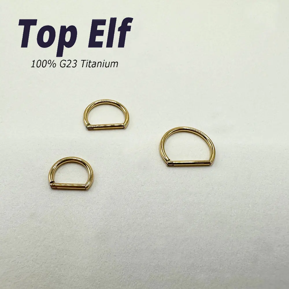 G23 ASTM F136 Titanium 16G 8/10/12mm Nose Ring Half Ring D Shape Segment Ring Clicker Cartilage Tragus Helix Piercing Jewelry