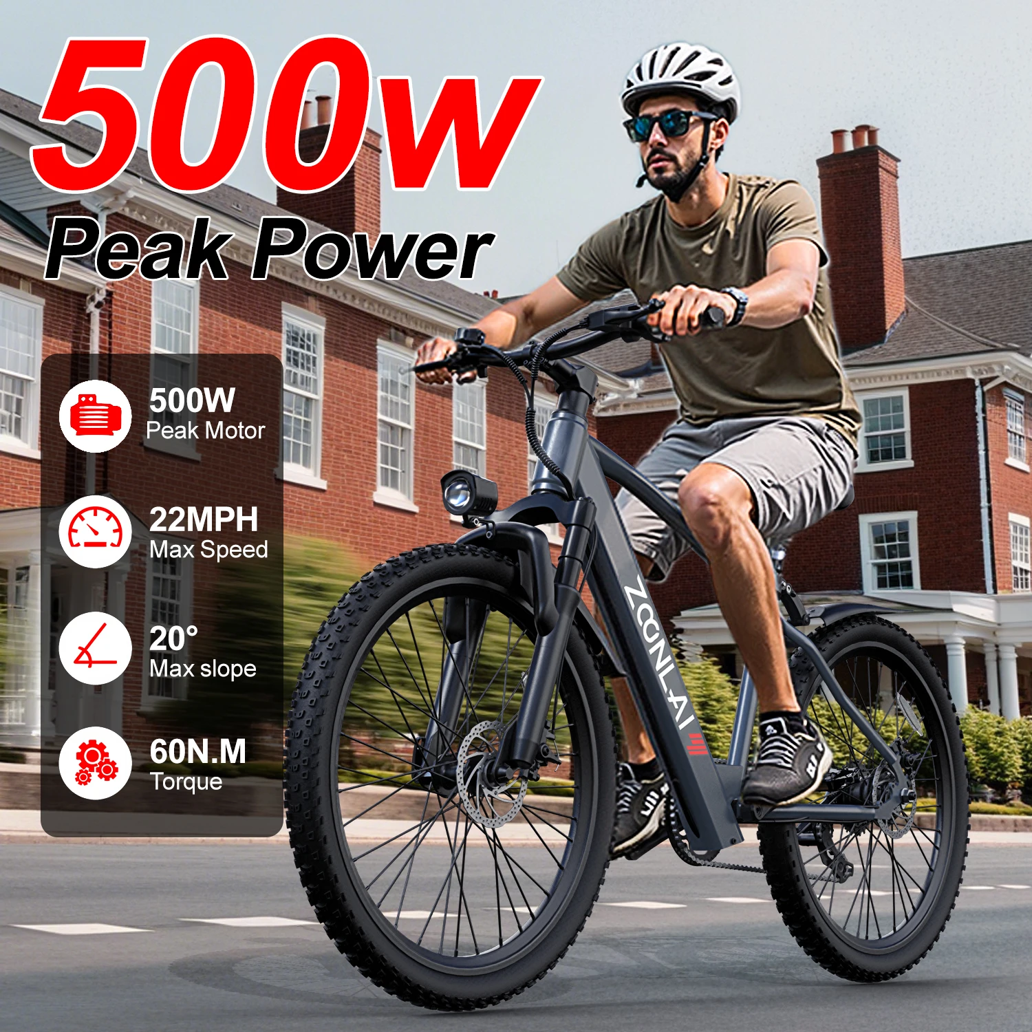 مستودع محلي الشحن ZL L26 الكبار Ebike الذروة 500 واط بطارية ركاب دراجة كهربائية 26 الإطارات الجبهة تعليق E-الدراجة #2