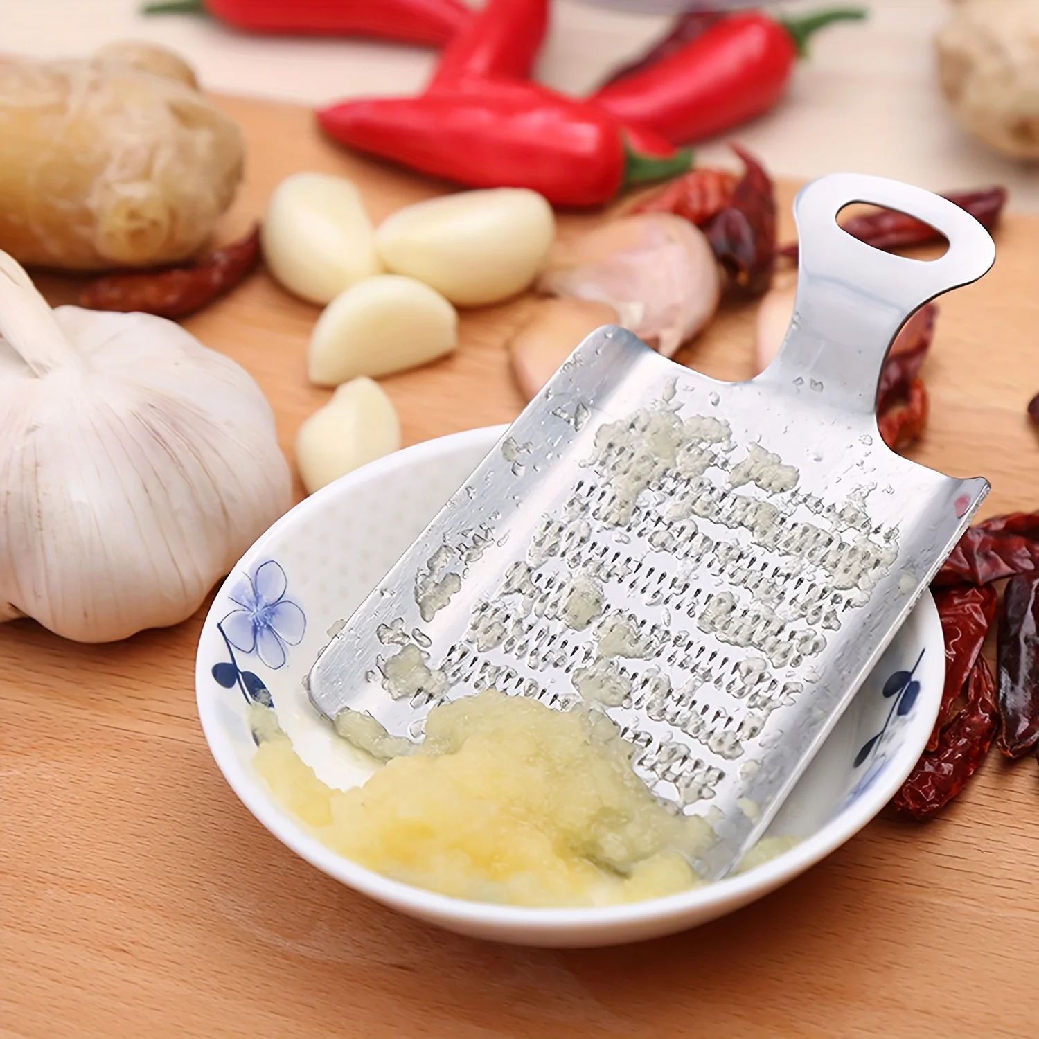 Ginger Grater Wasabi Grater Stainless Steel Garlic Grinder Kitchen Fruit Root Vegetables Ginger Grinding Tool