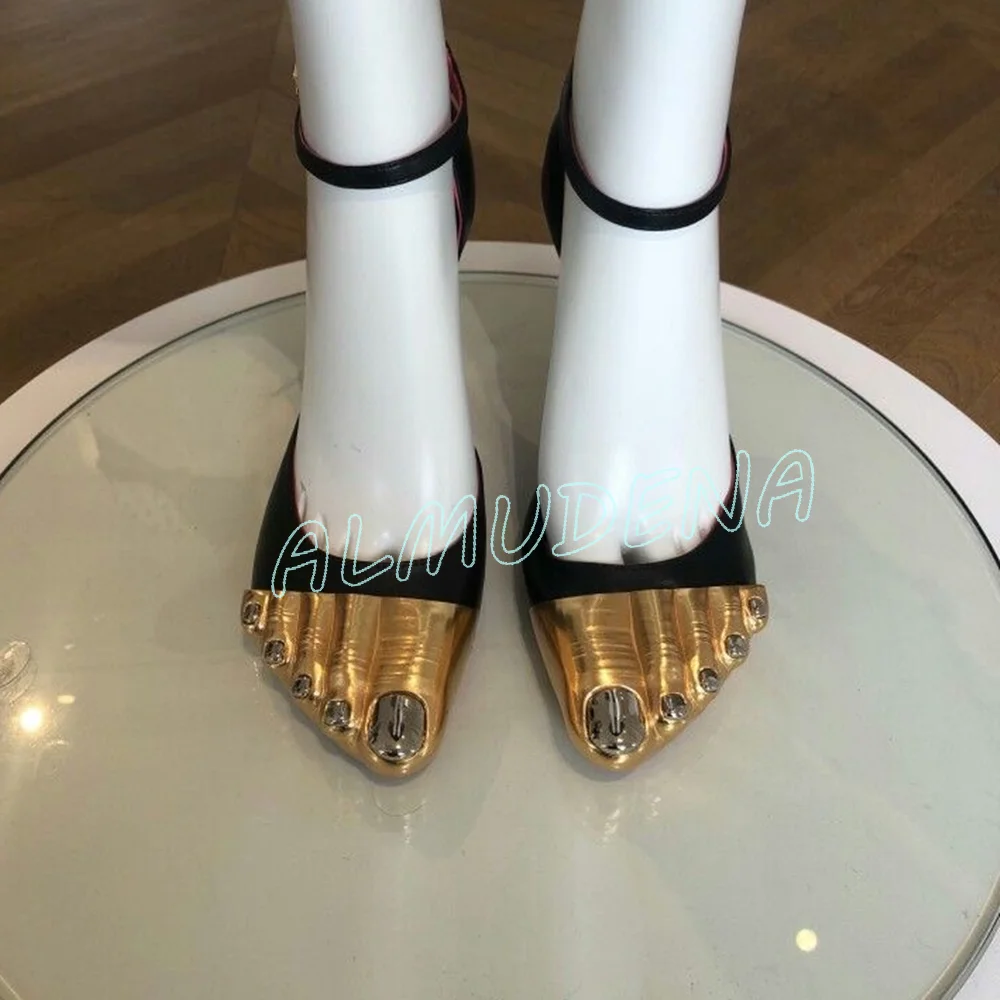 Five Gold Fingers Women Sandals Thin High Heels Women Stilettos Ankle Strap Buckle Summer Dress Party Luxury 2025 New Arrivals