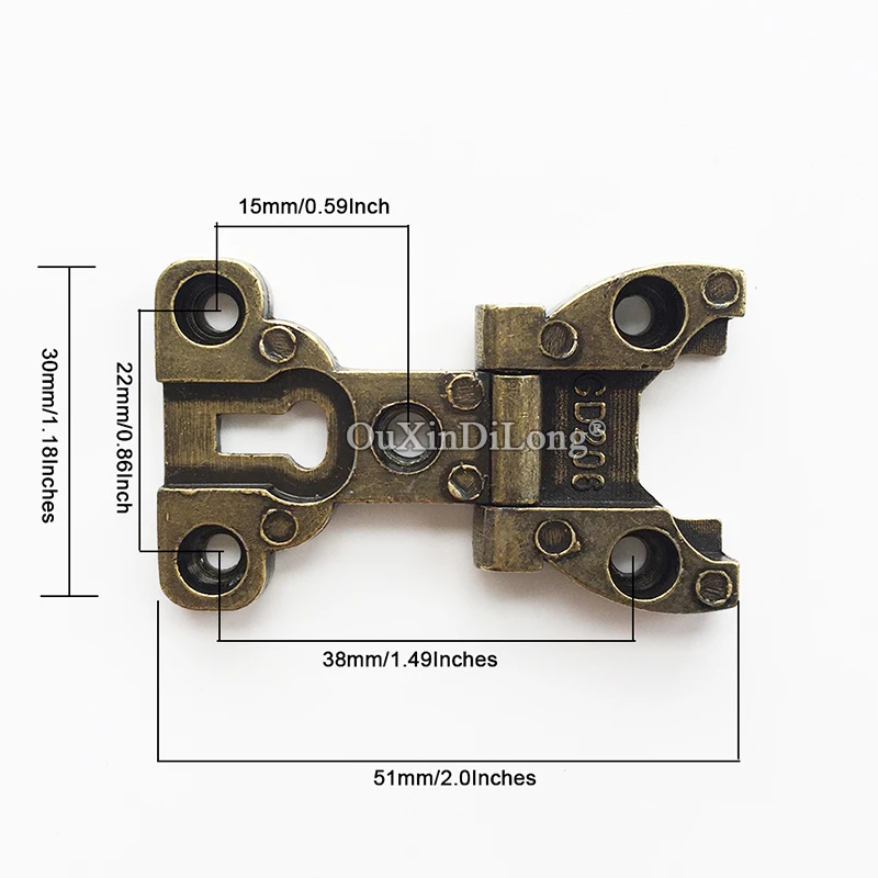 European Antique 8PCS Zinc Alloy Crown Head Furniture Hinges Cupboard Wardrobe Jewelry Gift Boxes Wood Cases Cabinet Hinges