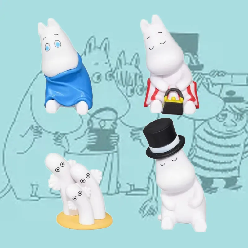 

4pcs Hot New Cute Moomin Figures Sleeping Toys Car Table Decoration Birthday Gifts Collectible Cute Action Figures