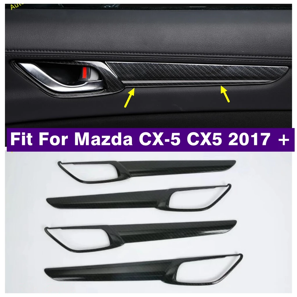 

ABS Carbon Fiber Inner Door Pull Doorknob Handle Bowl Decor Panel Cover Trim Fit For Mazda CX-5 CX5 2017 - 2024 Car Accessories