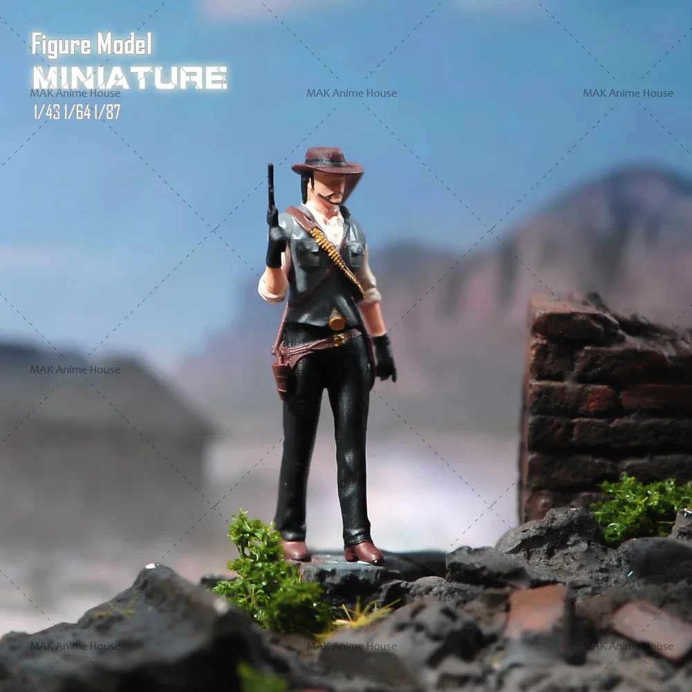 Miniaturen Figuren 1/87 1/64 1/43 1/24 Rijden Een Paard Met Een Pistool Cowboy Man Hunter Model Creatieve Fotografie Scène Poppen Speelgoed
