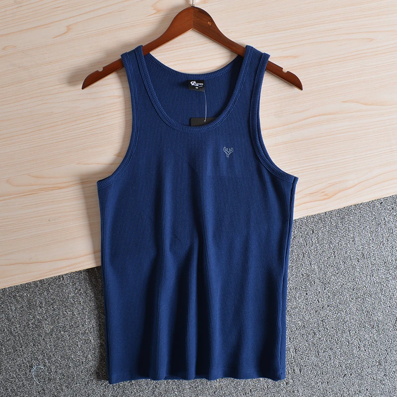 Rare Single Comfortable Men's Summer Base Layer Sleeveless T-Shirt Sweat Vest Youth Fashion Straight Hemline round Neck Pure ...