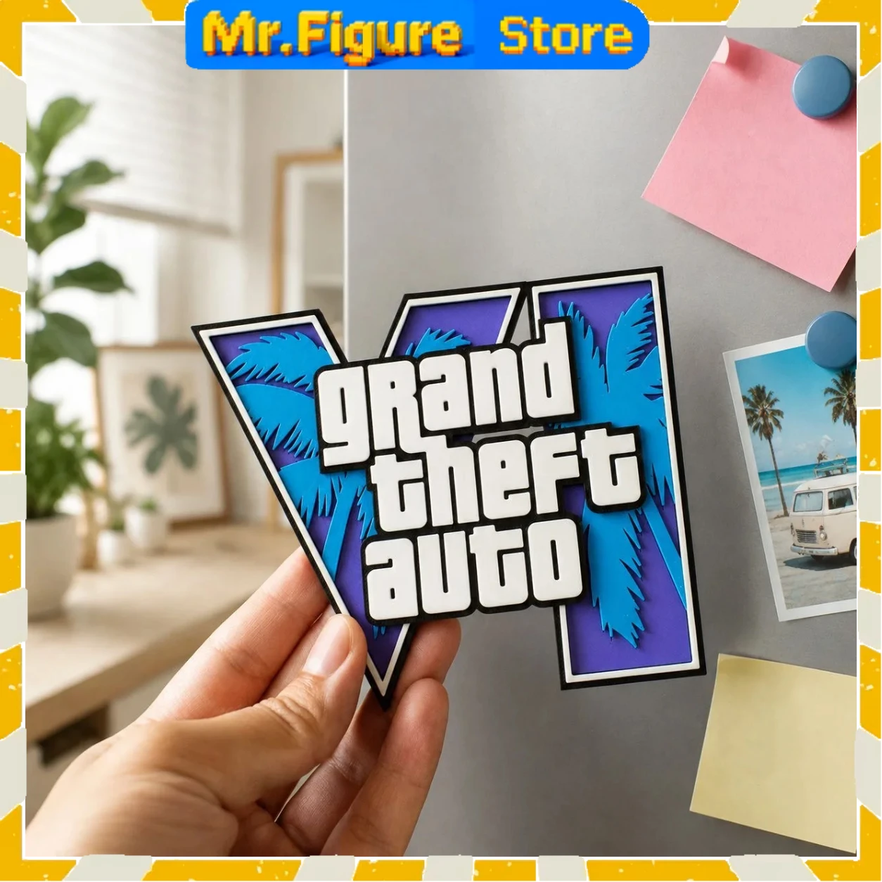 GTA6 3D Printed Logo Magnetic Sticker Fridge Magnet GTA Series Peripheral Sign Decor Creative Collect Ornament Gifts Gamer Fans