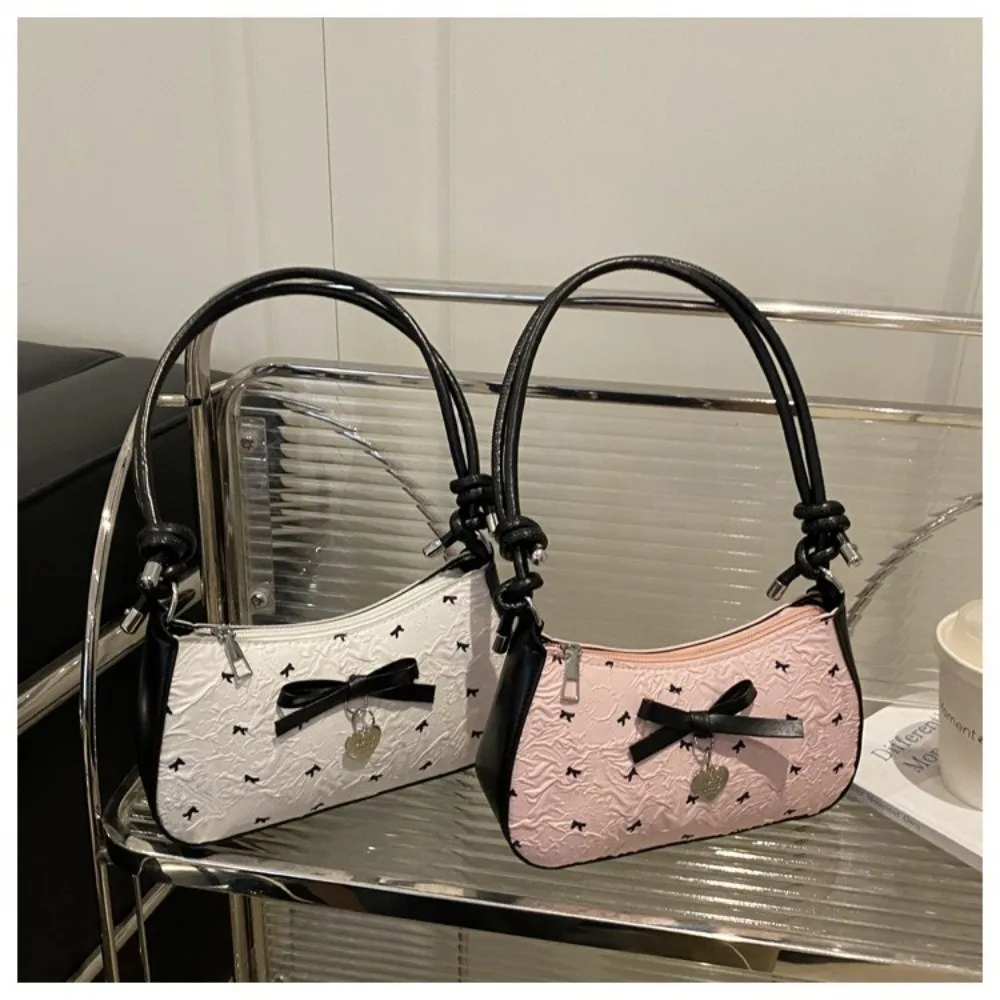 

Sweet Y2k Bow Armpit Bag Bow Print Zipper Crossbody Bag Shoulder Bags Women