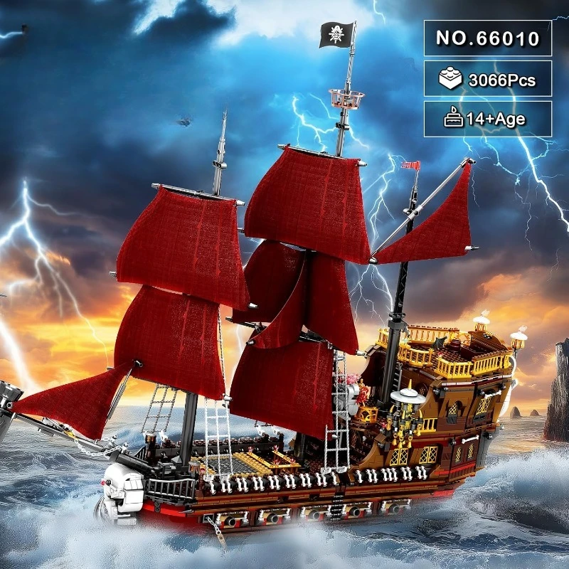 

Pirate Ship Building Blocks Kit,Queen Anna's Revenge Ship Model Blocks Kit 66010,Large Red Ship Set,Home Decor Birthday Gifts