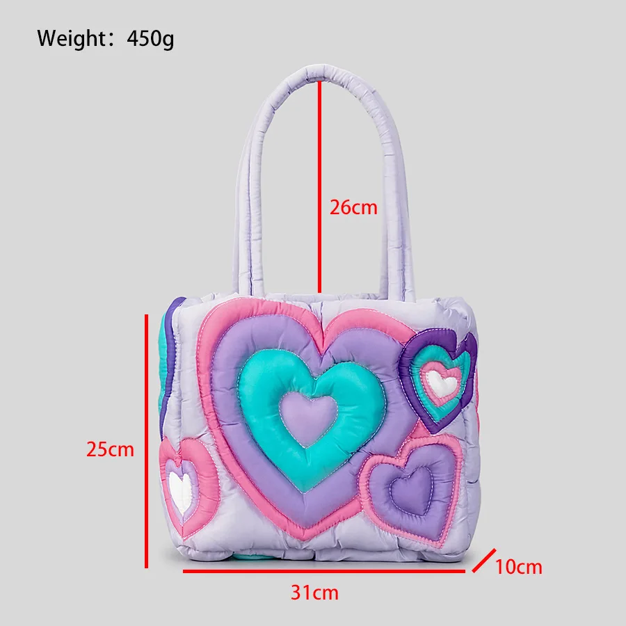 Love Tote Bag Women's Large Capacity Spliced Handbag Macaron Shoulder Bag