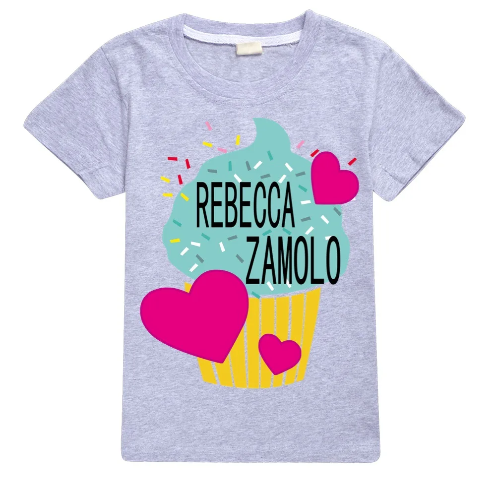 REBECCA ZAMOLO-Camiseta informal de dibujos animados para niños, ropa 100% de algodón, a rayas, Tops1518