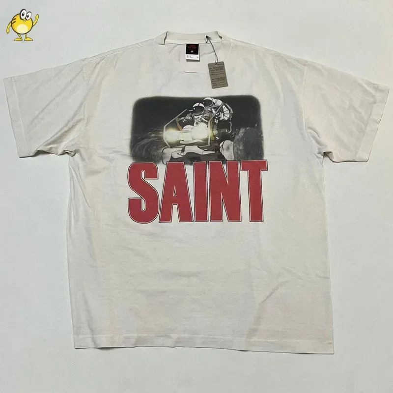 

Loose Vintage Streetwear Saint T Shirt Men Woman 1:1 Top Quality Casual Couple Short Sleeve Tee