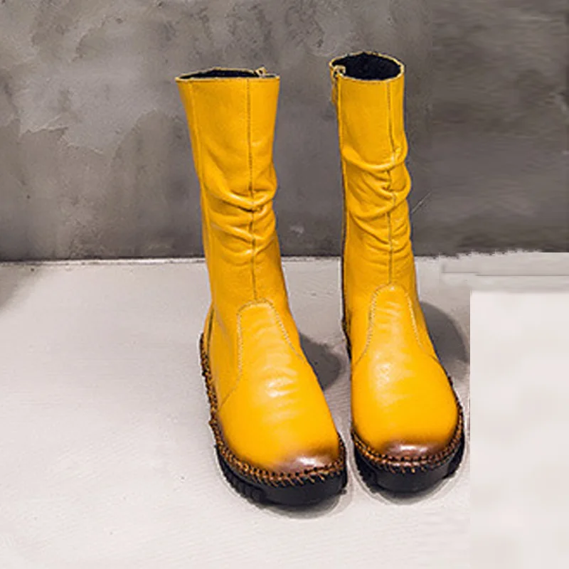 New Fashion Women Boots Genuine Leather Winter Flat Boots Women Handmade Cow Leather Shoes Woman botines mujer 2025 WSH3437 image 4