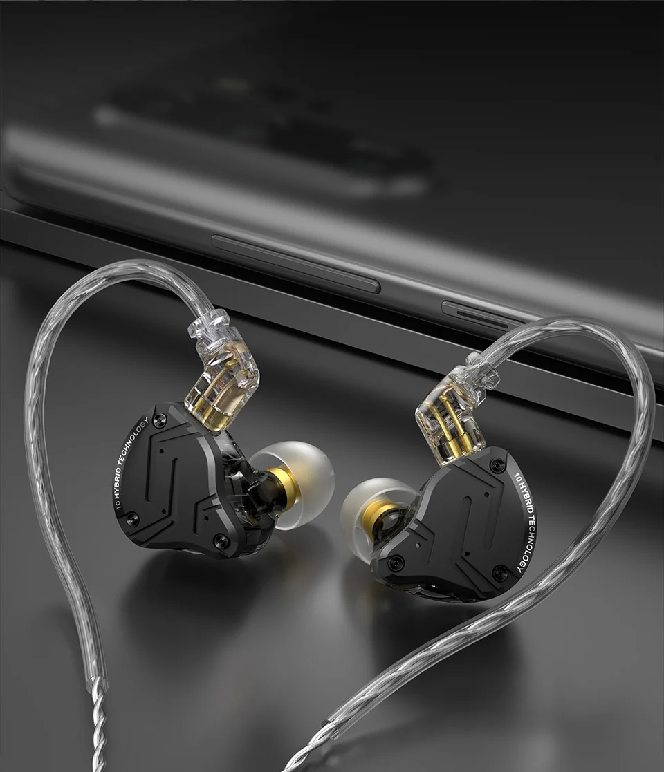KZ ZS10 PRO X Verbesserte 1DD+4BA Hybrid-Treiber-HiFi-In-Ear-Kopfhörer mit 0,75 mm 2-Pin-Kabel für Audiophile-Musiker DJ – Detail 13