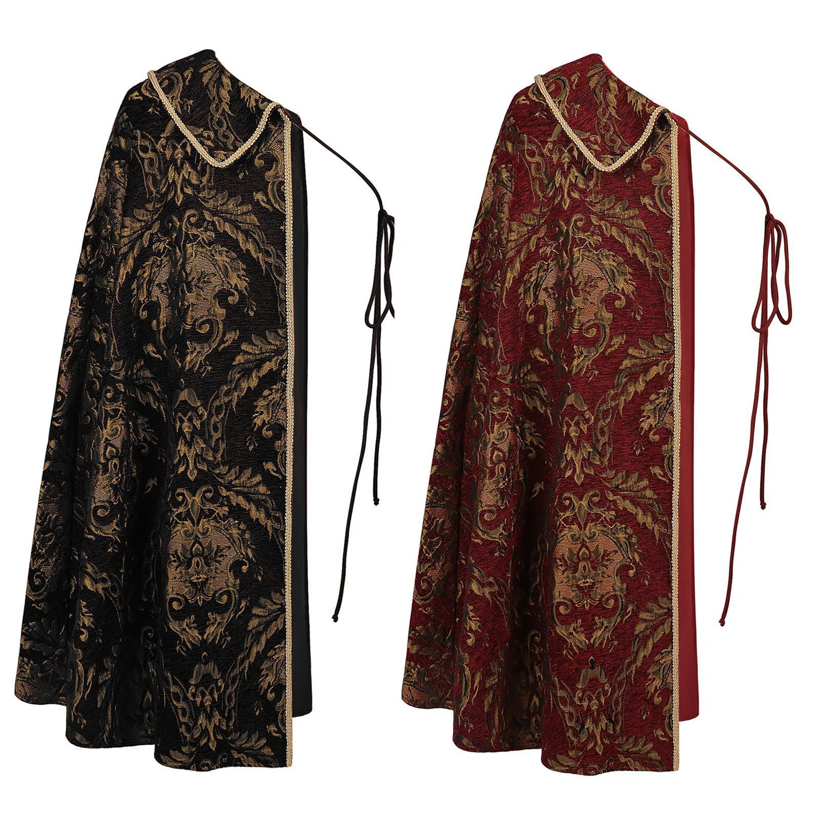 

Men Tudor Cape Medieval Aristocratic King Embroidery Cloak Renaissance Half Shoulder Cloak Halloween Stage Performance Costume