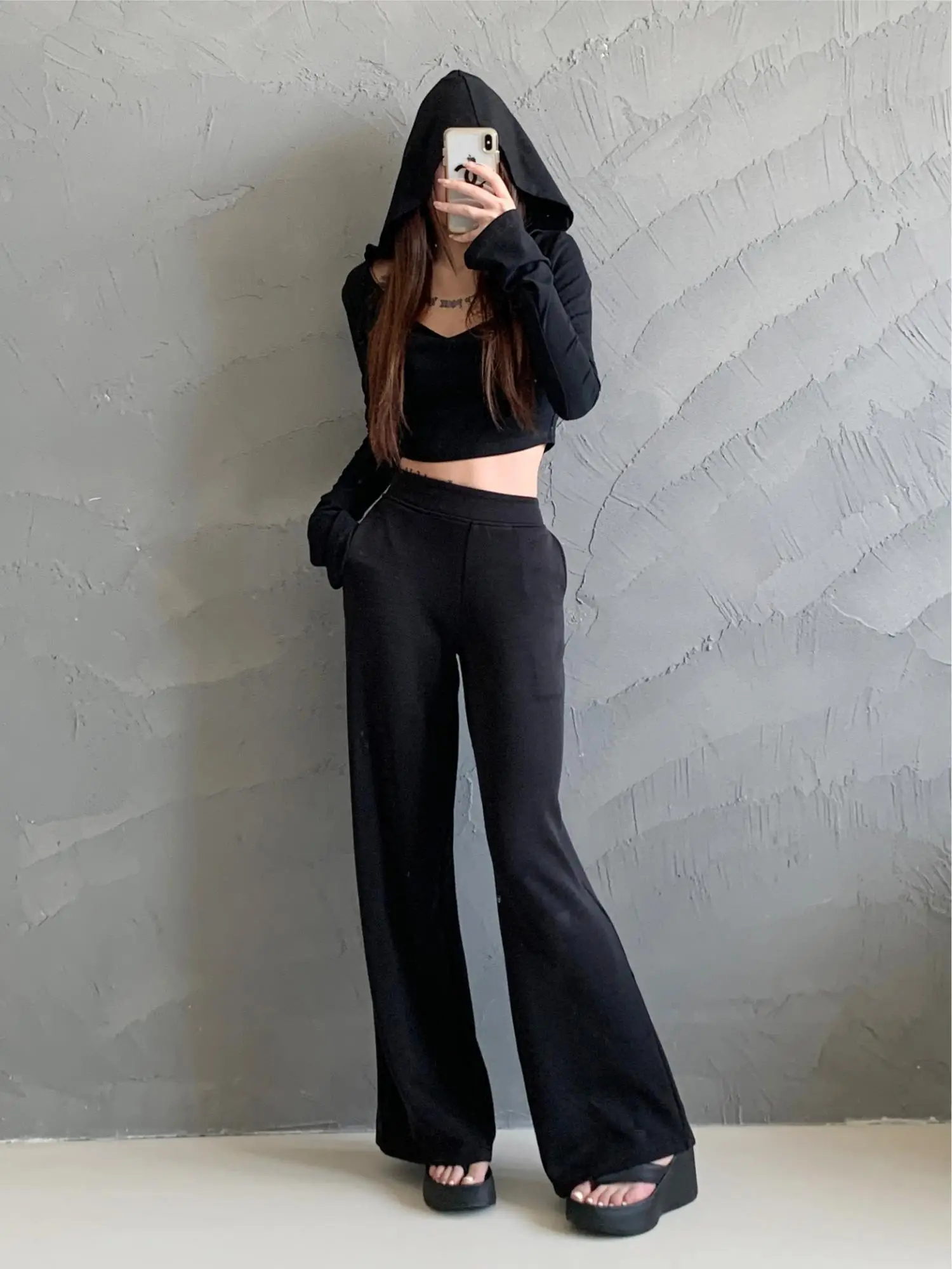 Leg Thin Wide Pants Women Grey Casual Pants New Korean Lazy Style Loose Look Thin Straight Leg Pants Fashion Sweet Women 0I0P