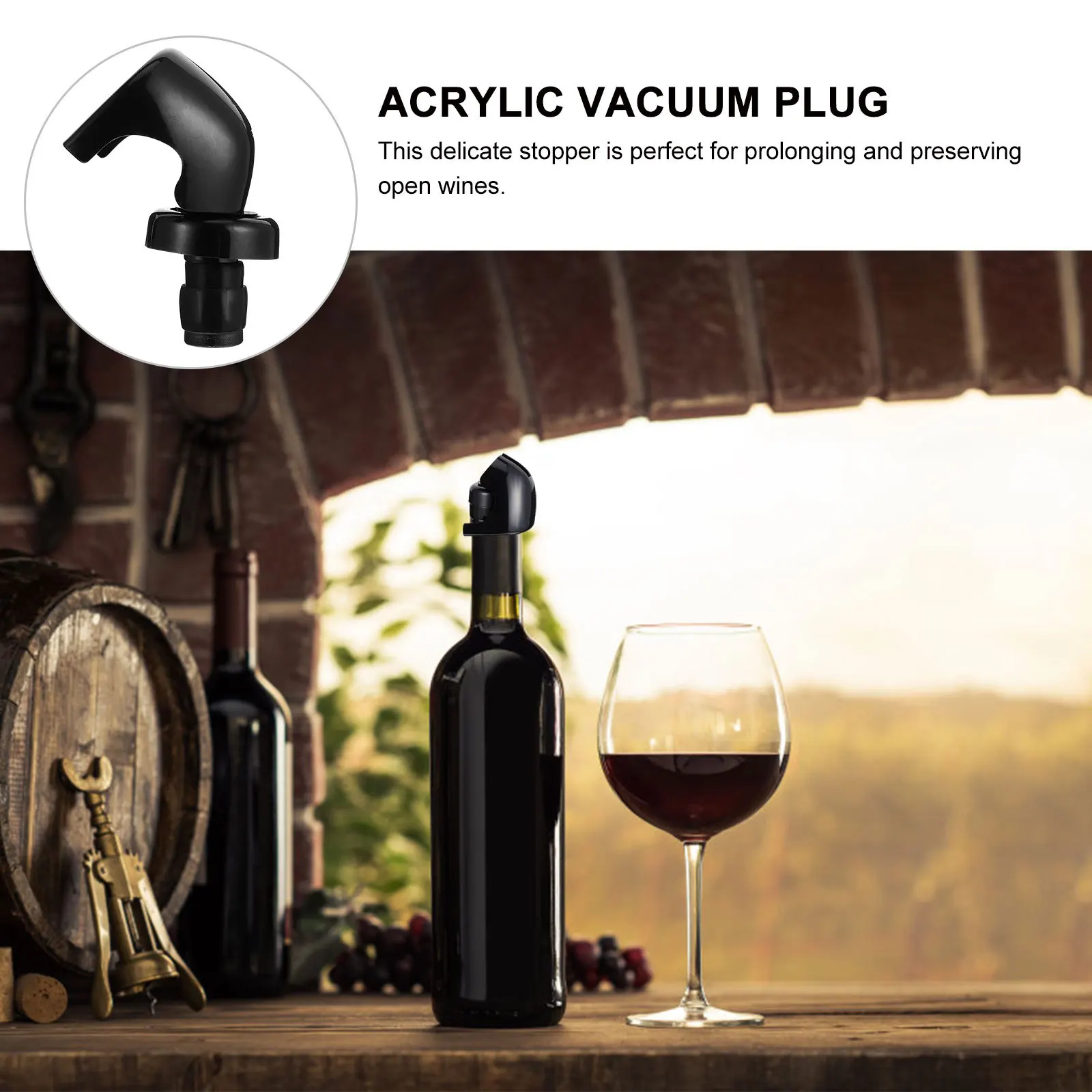 

2Pcs Red Wine Bottle Stopper Silicone Acrylic Vacuum Seal Plug for Wine Soda Preservation Airtight Beverage Closure