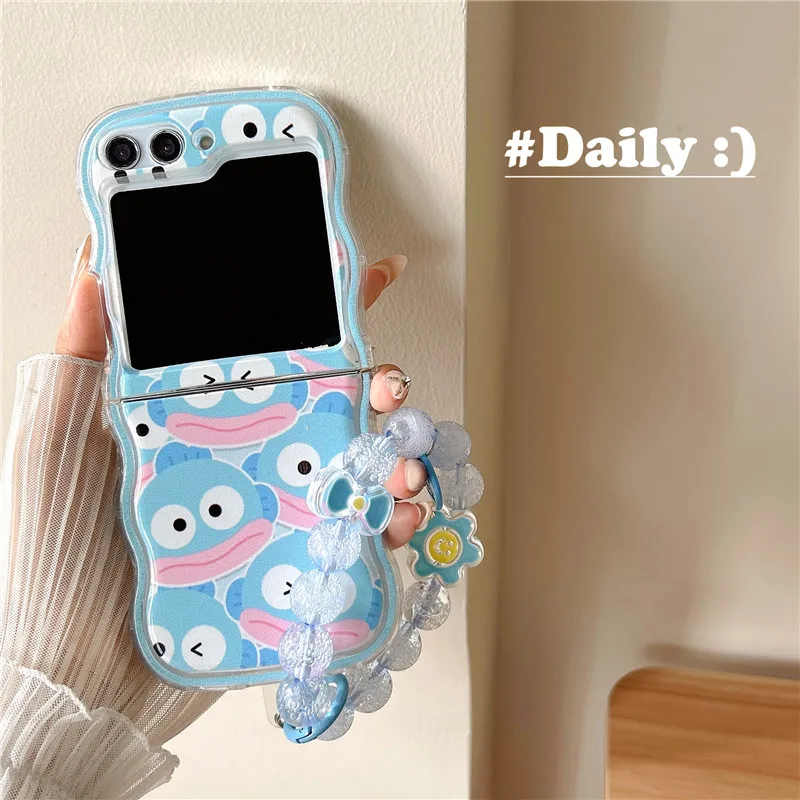 

Hangyodon Wave Edge Phone Case For Samsung Galaxy Z Flip 7 FE 6 5 4 3 Shockproof Folding Hard Cover For ZFlip5 Flip4 Flip6