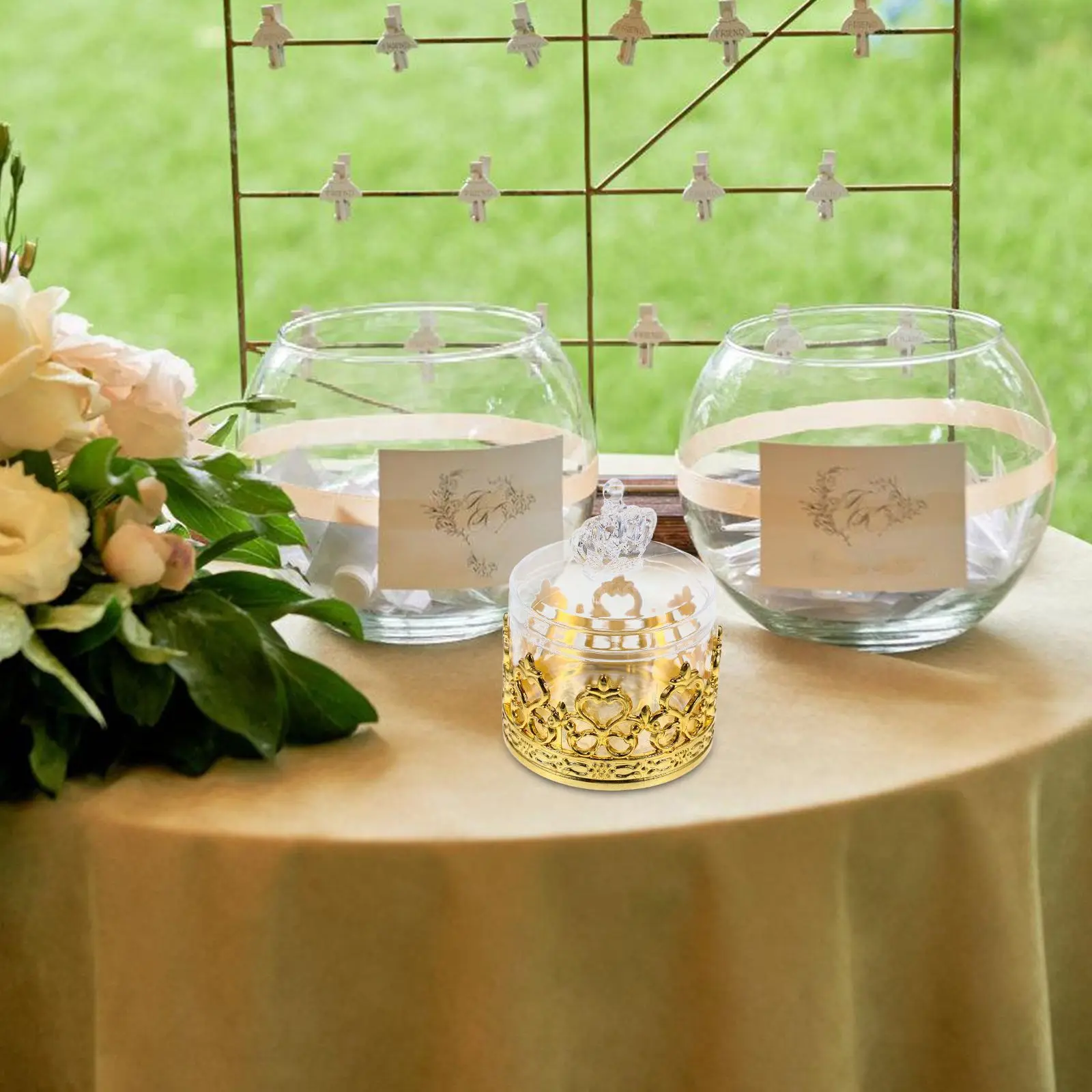 12 قطعة من صناديق التاج الشفافة C y تصميم أوروبي أنيق ديكور ذهبي مواد آمنة لحفلات الزفاف بلاستيك صغير #6