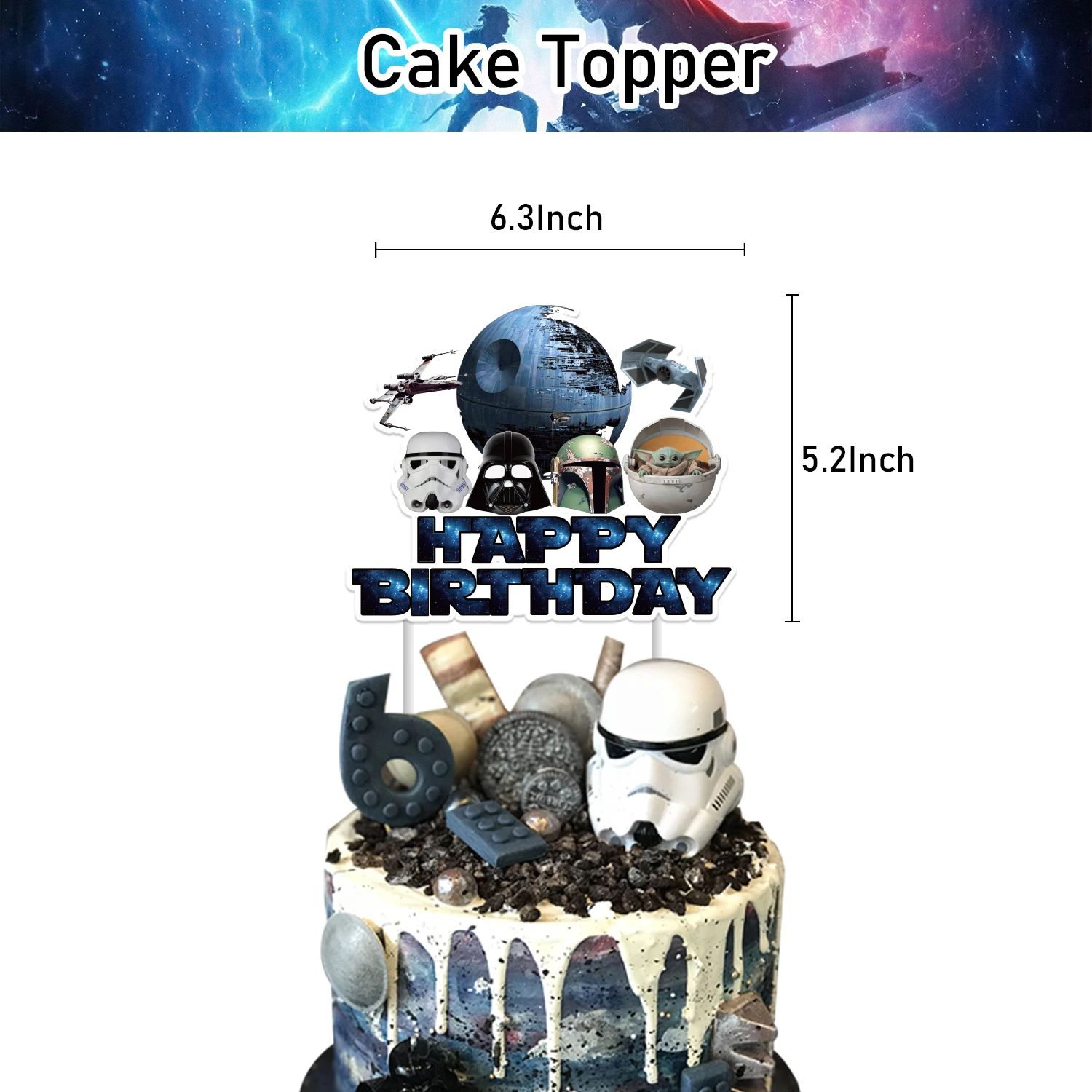 Star Wars Verjaardagsfeestje Thema Decor Supplies 3D DIY Latex Ballon Taart Topper Banner Kid Baby Douche Jongen Cadeau Fotografie Props