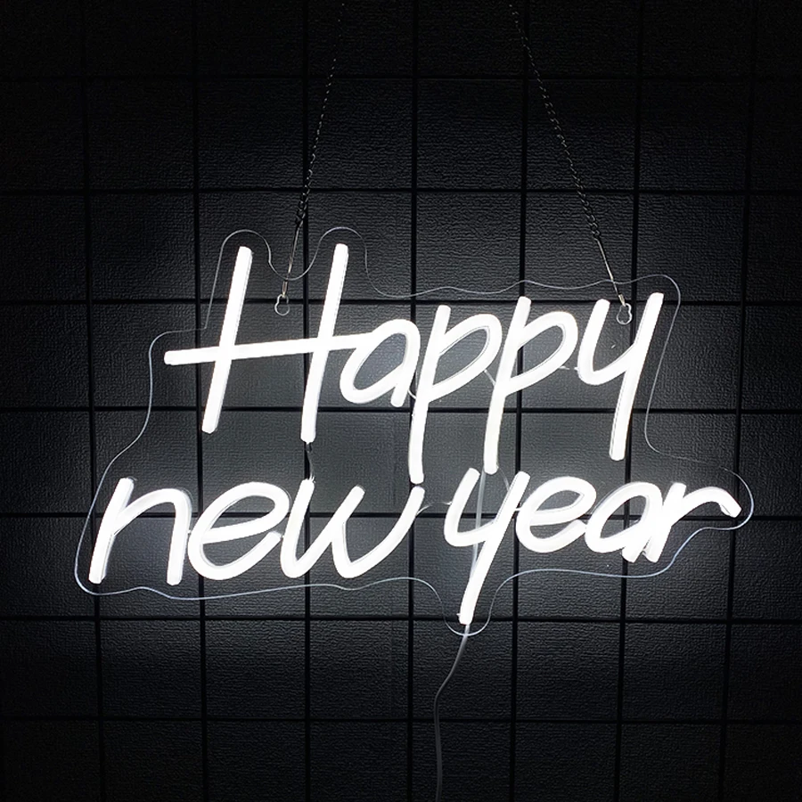 Happy New Year Neon Sign Neon Signs For Wall Decor Led Lights For Bar Man Cave Club New Year Party Bedroom Decor Gifts USB