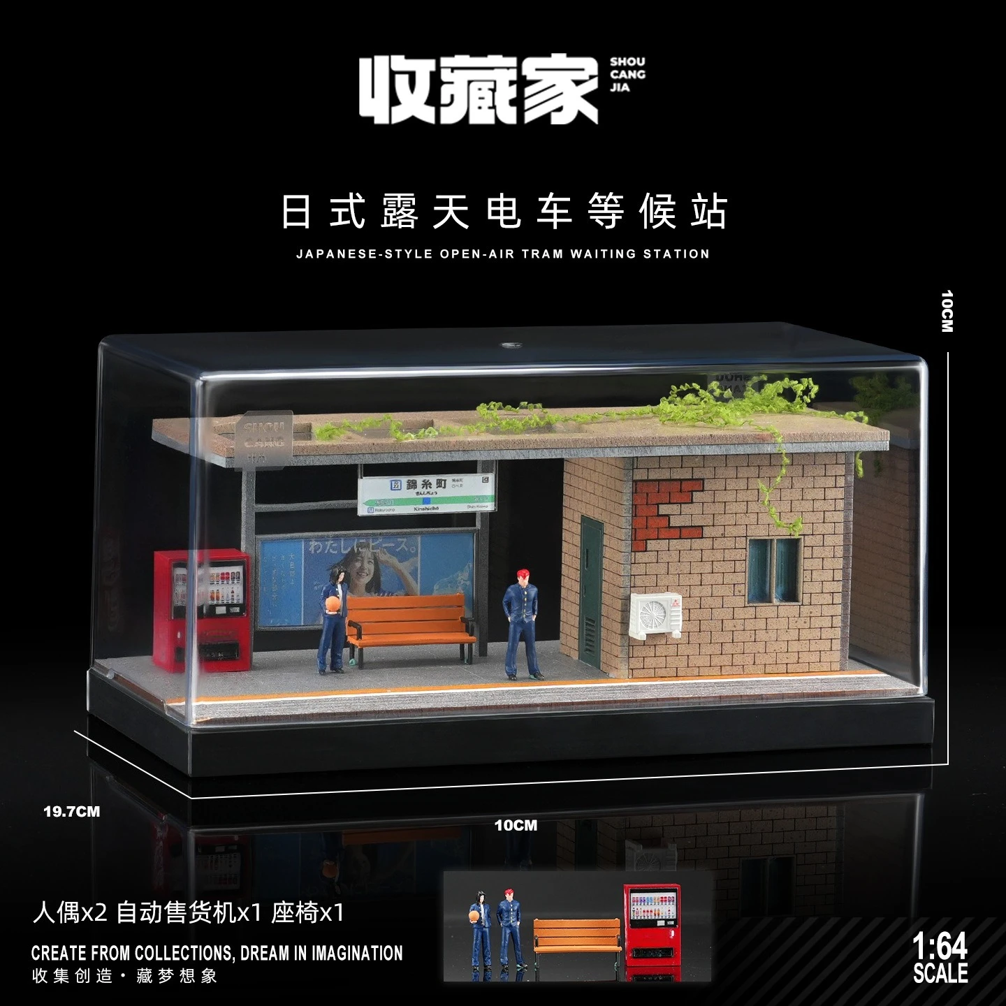 ديوراما 1:64 مقياس محطة مترو الانفاق نموذج اليابانية منصة الهواء الطلق بناء موقف السيارات المشهد نموذج سيارة عرض القضية #6