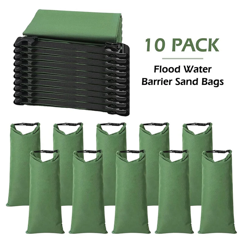 【HAPPYH】للحماية من الفيضانات ودعم الوزن - أكياس رمل قماشية شديدة التحمل في 10 عبوات، 11.8 × 27.5 بوصة مع إبزيم